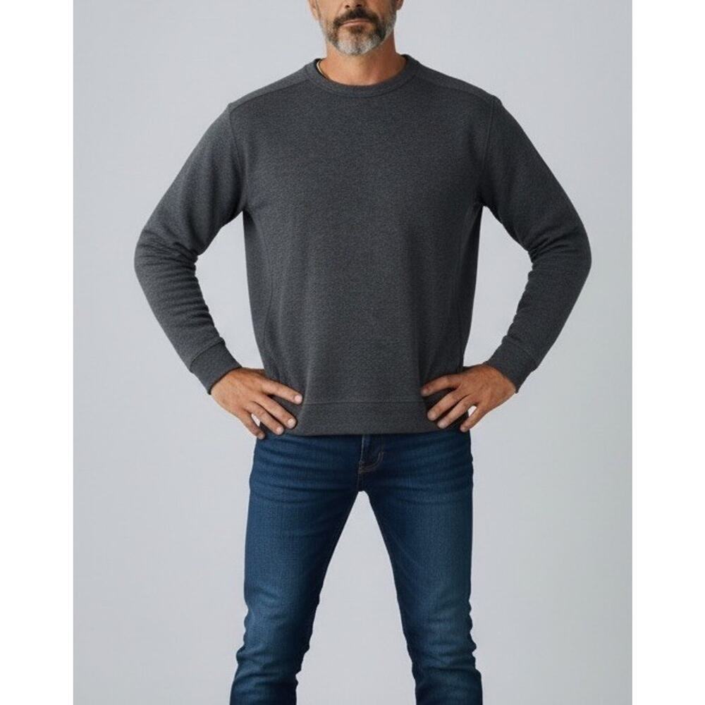 Banana Republic Slub Double Knit Charcoal Gray Crew Neck Long Sleeve T Shirt XXL